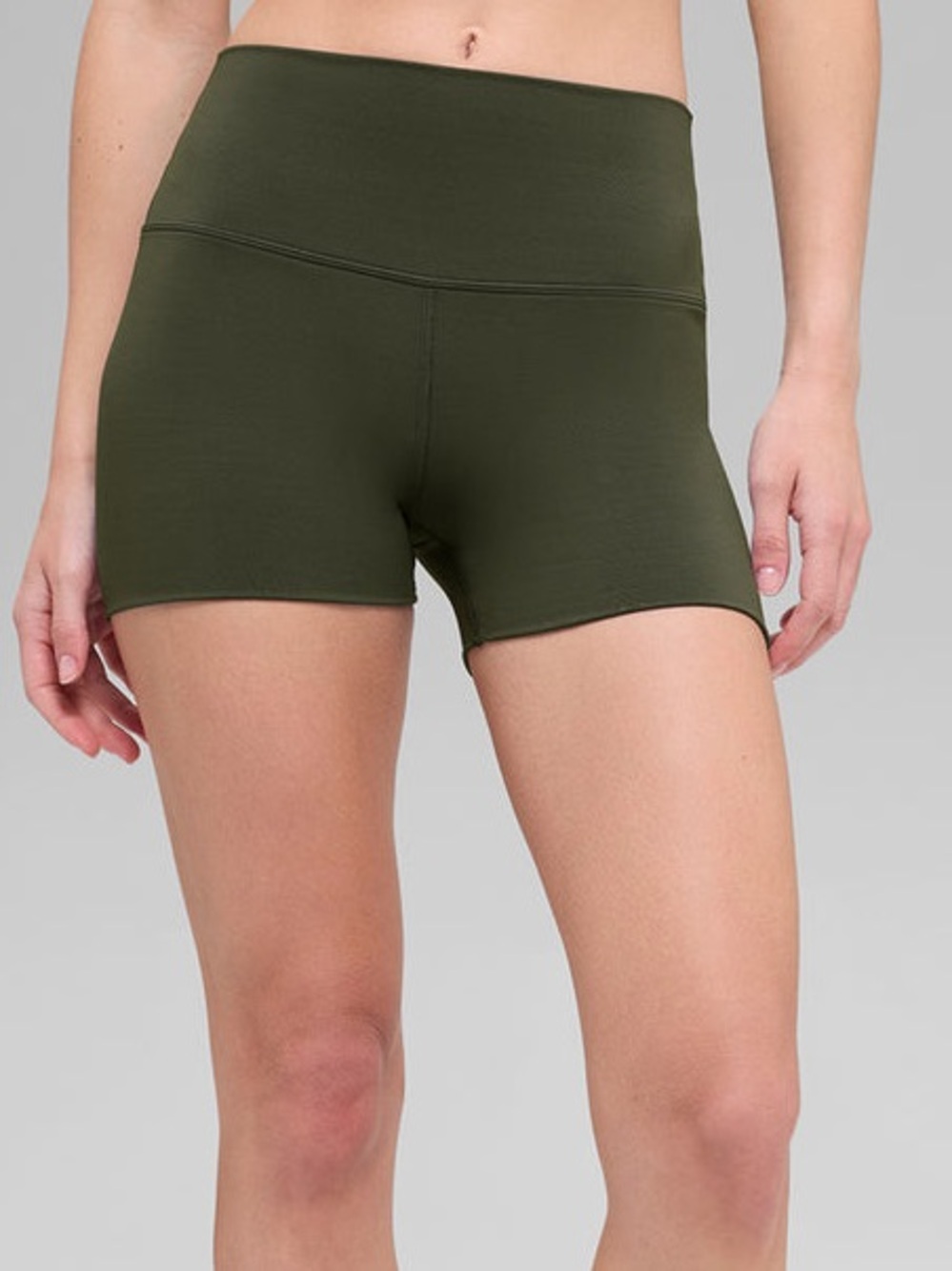 Olive Green High Rise Biker Shorts Size L Workout Athletic